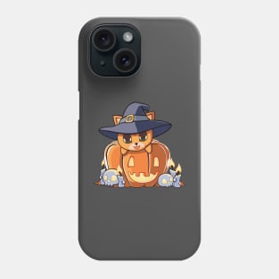 Red cat in a pumpkin Phone Case