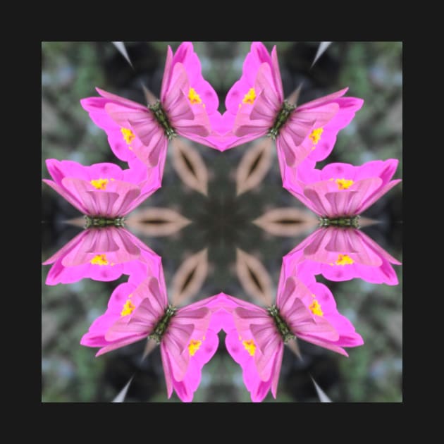 Zinnia Flower Butterfly Kaleidoscope Pattern (Seamless) 1 by Swabcraft