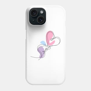 Heart Shaped Hand Draw One Continuous Line Phone Case