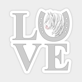 White Gray Gypsy Vanner Draft Horse LOVE Magnet