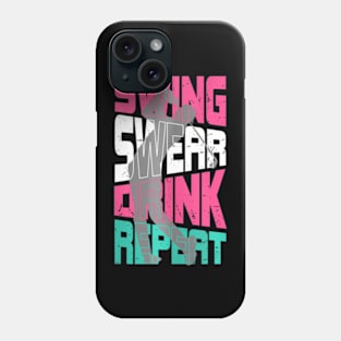 Retro Golf Swing Swear Drink Golfing Dad Father's Day Golfer Phone Case