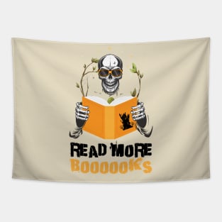 Read More Books Halloween Cute Ghost Skeleton Librarian Teacher, read more boooooks Tapestry