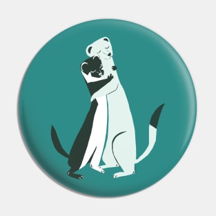 Weasel hugs in teal Pin