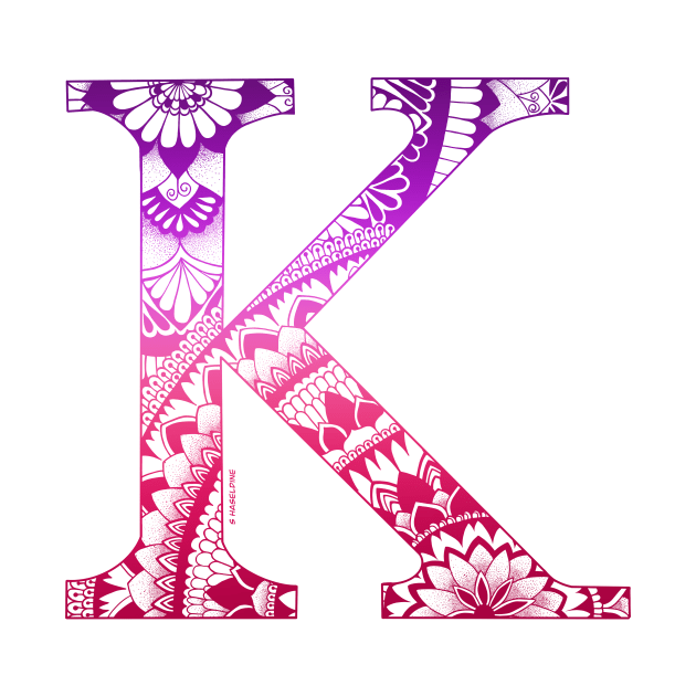 Mandala Letter Capital K Pink by Shaseldine