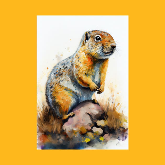 Arctic Ground Squirrel - Watercolor Paint by ABART BY ALEXST 