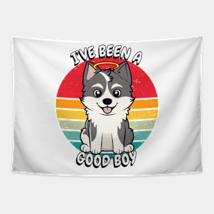 Cute Husky Dog is a Good Boy Tapestry