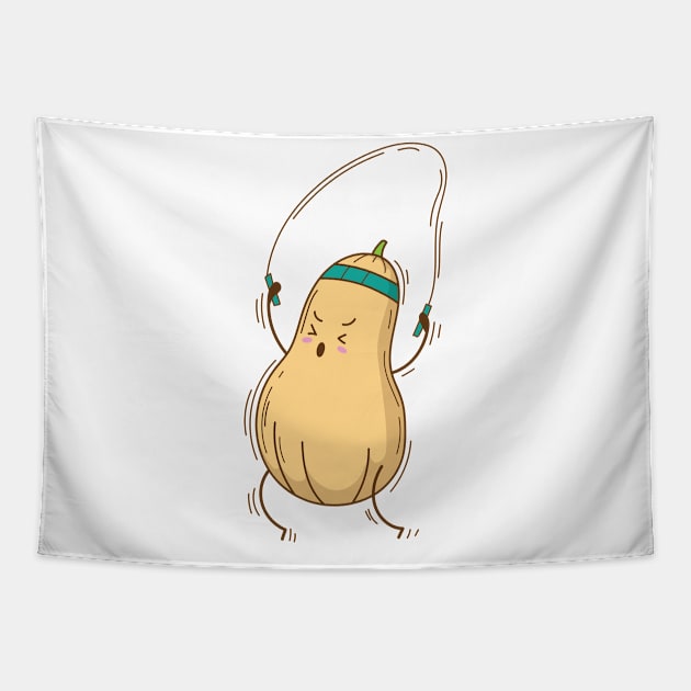 Butternut Pumpkin jumping Rope Tapestry by dieEinsteiger