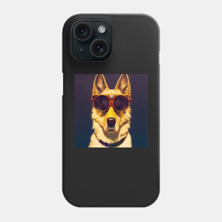 German Shepher wearing aviator glasses Phone Case