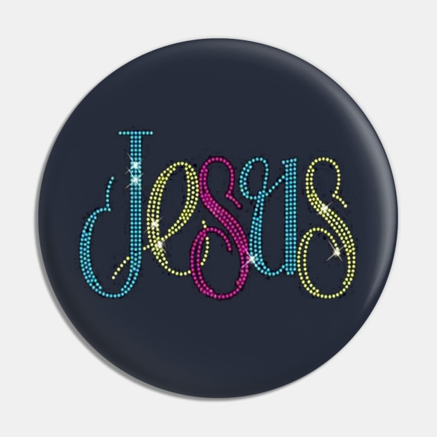 Bling Jesus Religious Pin by hopeakorentoart