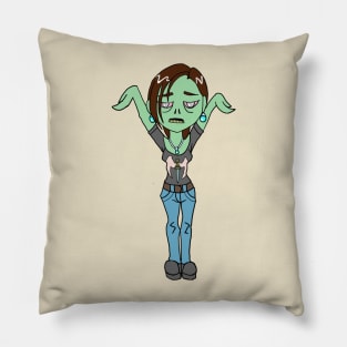 Zombie Girl Artist Painter with a Palette CHIBI SD MONSTER GIRLS Series I Pillow