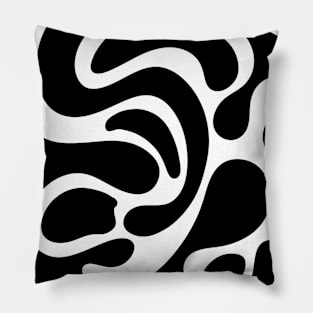 Black and white liquid marble swirl style pattern Pillow