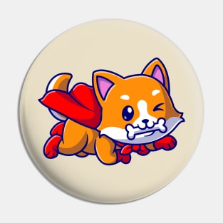 Cute Corgi Dog Super Bite Bone Cartoon Pin