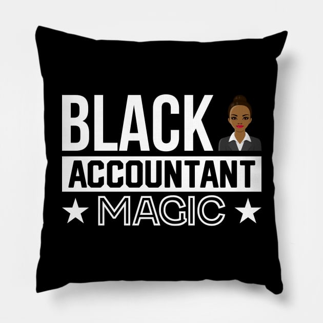 Black Accountant magic  Accounting Pillow by Caskara