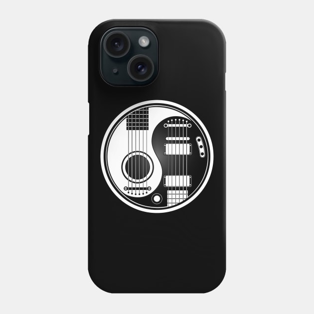 White and Black Acoustic Electric Guitars Yin Yang Phone Case by jeffbartels