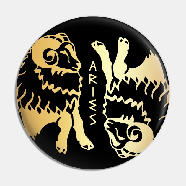 Aries Golden Zodiac Symbol Pin by FreeSpiritMeg