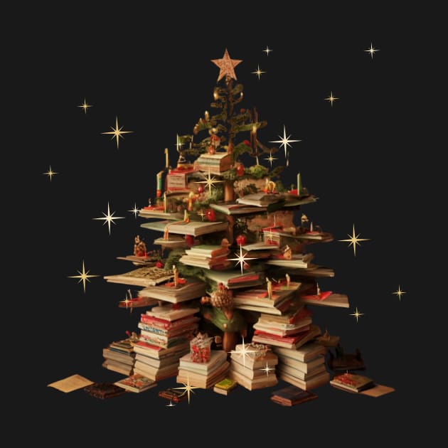 Merry Bookmas Books Christmas Tree Funny Reading Lover Christmas by Positive Designer