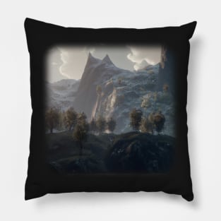 Beautiful mountain landscape in the fog Pillow