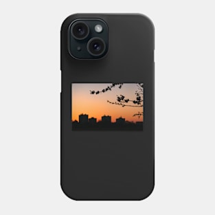 Houses and flowers in the sunset Phone Case