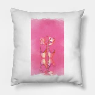 Watercolor Minimal Pink Ballet Pointe Shoes on Ballerina Feet Classically Dancing on Water with Grace and Reflection Pillow