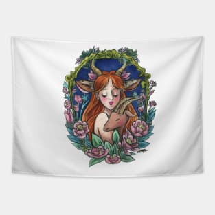 Zodiac Sign Capricorn Art Deco Watercolour Tapestry