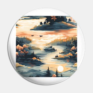 Fantasy Landscapes Lake Pattern 3 Pin