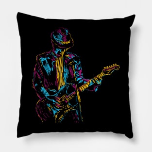 abstract guitar player colorful Pillow