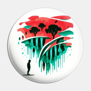 Watermelon Summer Trail Hiking Vacation Art Pin