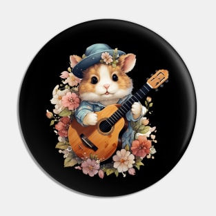 Hamster Playing Guitar Flower Pin