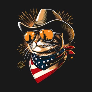 USA Flag Cat 4th of July Funny Patriotic T-Shirt