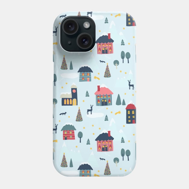 Winter Holiday Village Phone Case by Sandra Hutter Designs