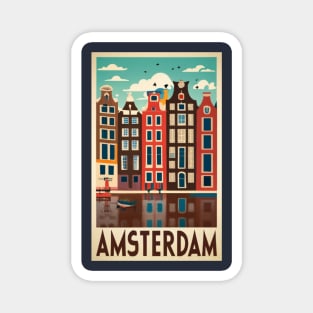 A Vintage Travel Art of Amsterdam - Netherlands Magnet