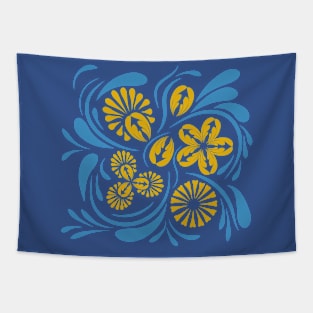 Folk flowers floral art print Flowers abstract art Tapestry