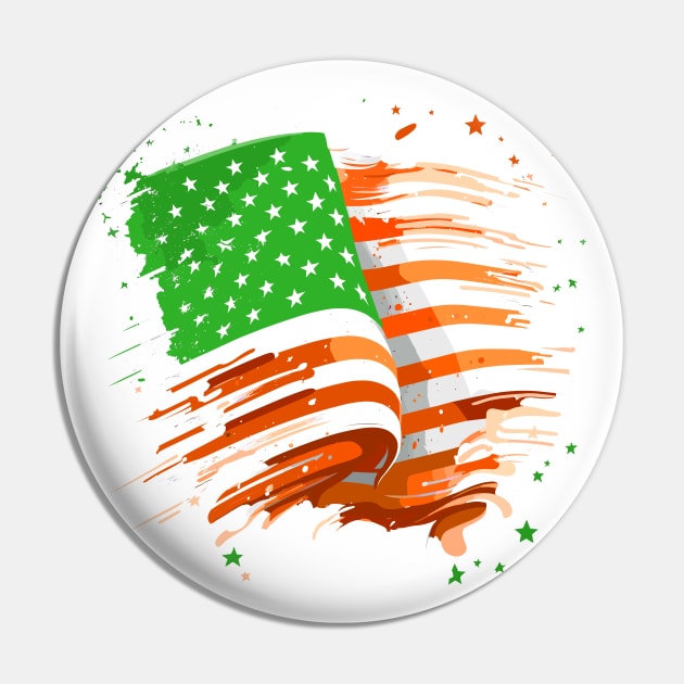 Irish American Retro Flag Design Pin by DankFutura