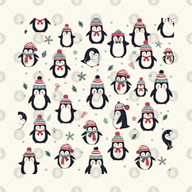 Christmas Penguin Pattern by ArtFactoryAI