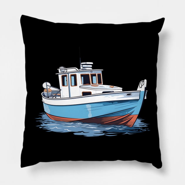 boat illustrator design Pillow by Printashopus