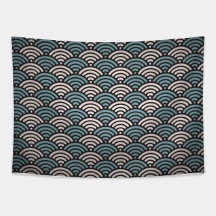 Japanese blue seigaiha wave pattern Tapestry