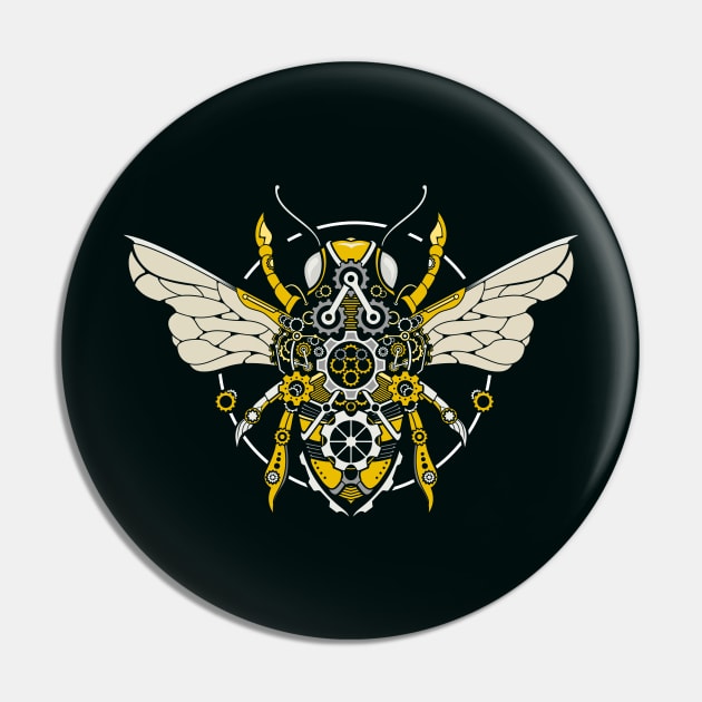 Steampunk Bee Bot Pin by machmigo