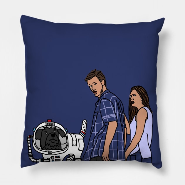 Distracted Boyfriend Meme SciFi Space Dog Pillow by ellenhenryart