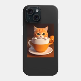 Adorable Orange Cat Illustration- Modern Digital Art Phone Case