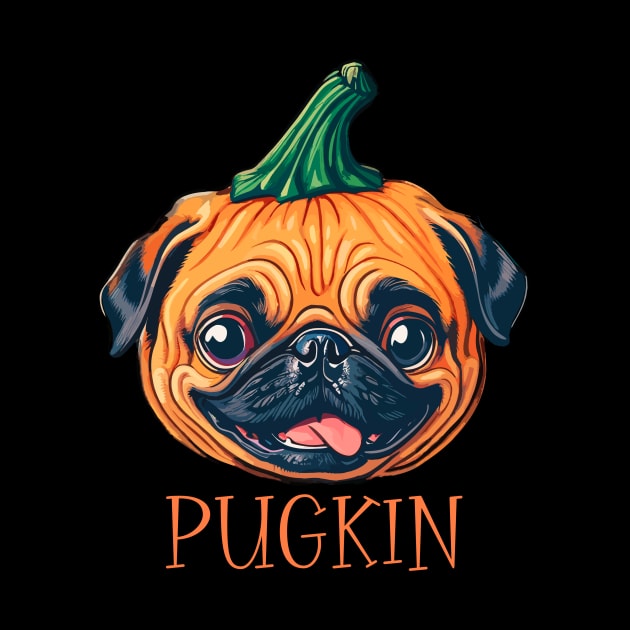 Pugkin Halloween Pumpkin Pug Dog Lover Funny by AimArtStudio