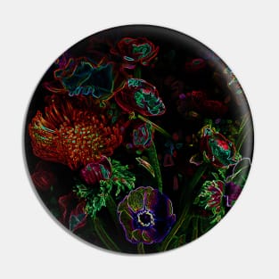 Black Panther Art - Flower Bouquet with Glowing Edges 6 Pin