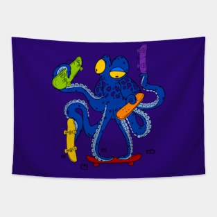 Octopus skating Tapestry