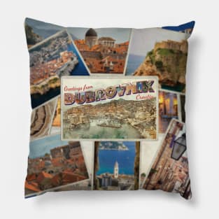 Greetings from Dubrovnik in Croatia Vintage style retro souvenir Pillow