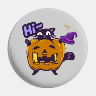 Hi cat emote on halloween Pin