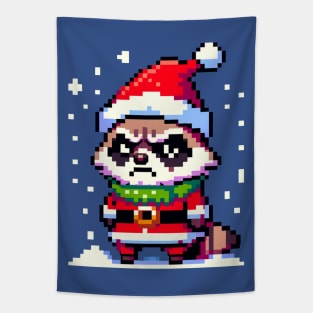 Grumpy Raccoon in Festive Christmas Attire Tapestry