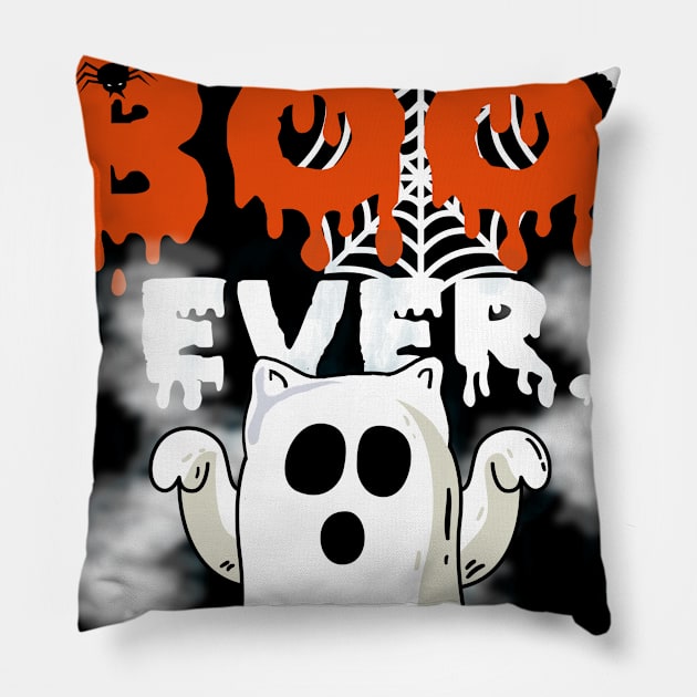 Funny Cat Best Boo Ever Halloween Costume Pillow by foxmqpo