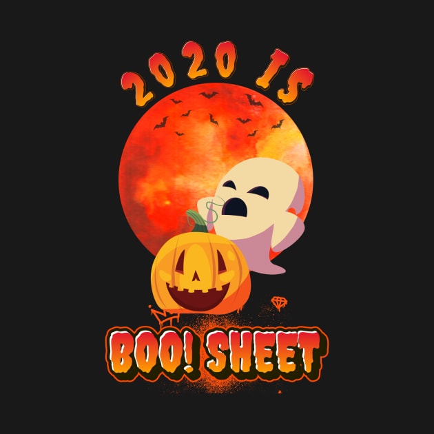 2020 Is BOO Sheet Halloween Ghost by Ken Adams Store