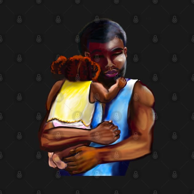 The best Father’s Day gifts 2022. Father and child - Super hero dad -  Strong muscular black man cradling a baby by Artonmytee