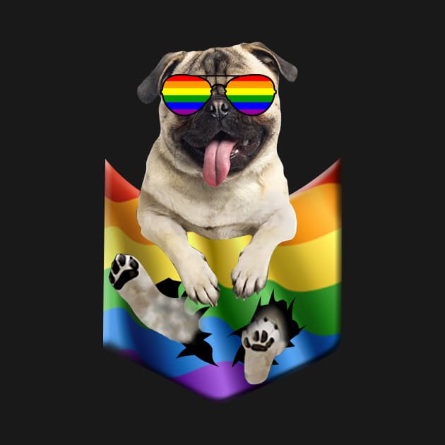 Pug In Pocket LGBT Pride Flag For Dog Lovers by Terryeare