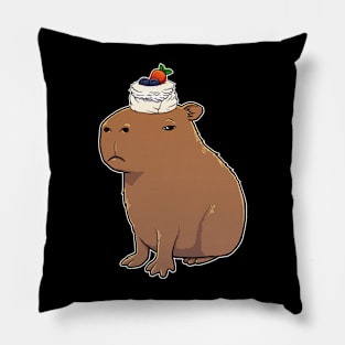 Capybara with Pavlova on its head Pillow